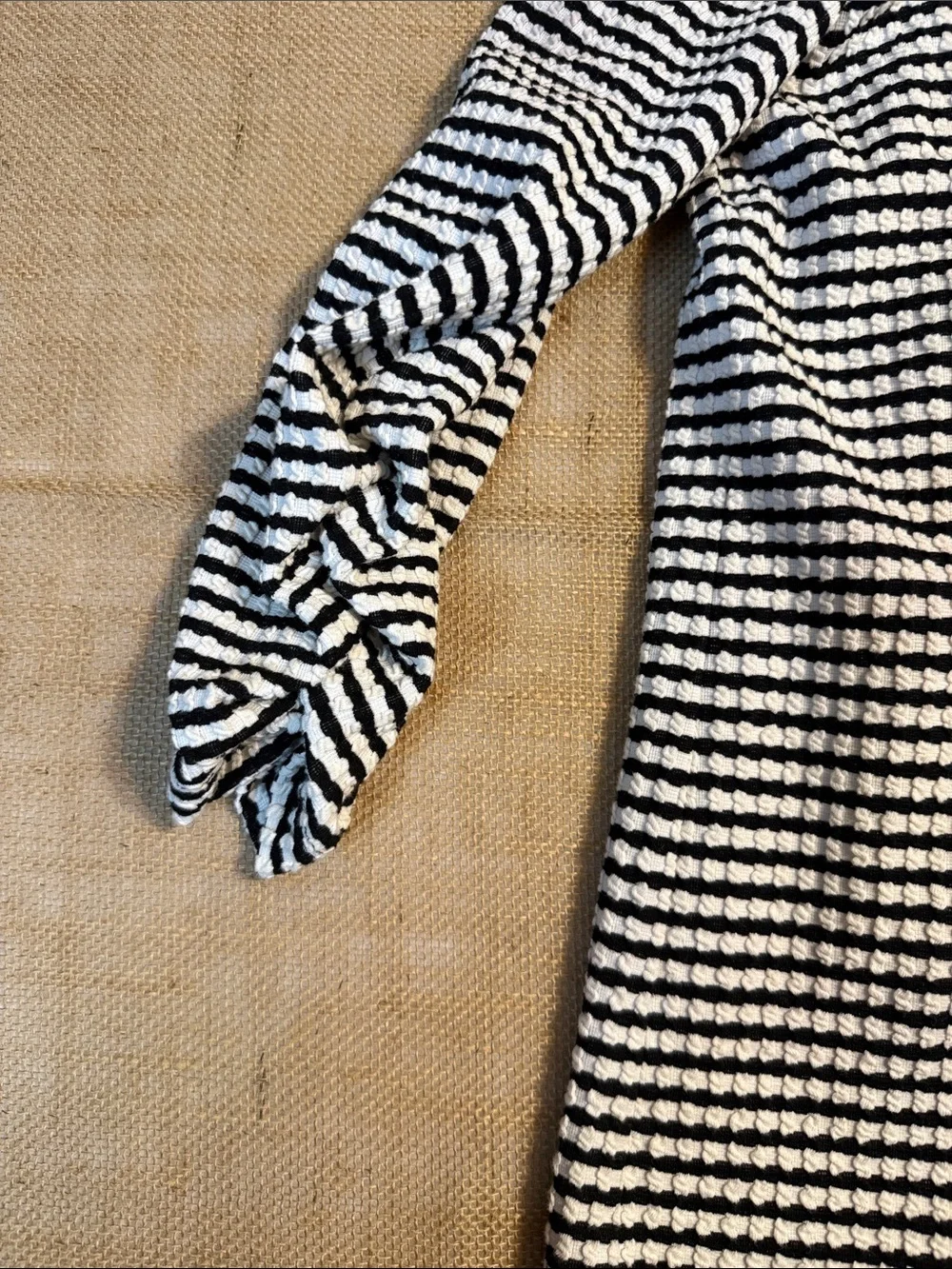 Jones New York Black and White Striped Open-Front Blazer
